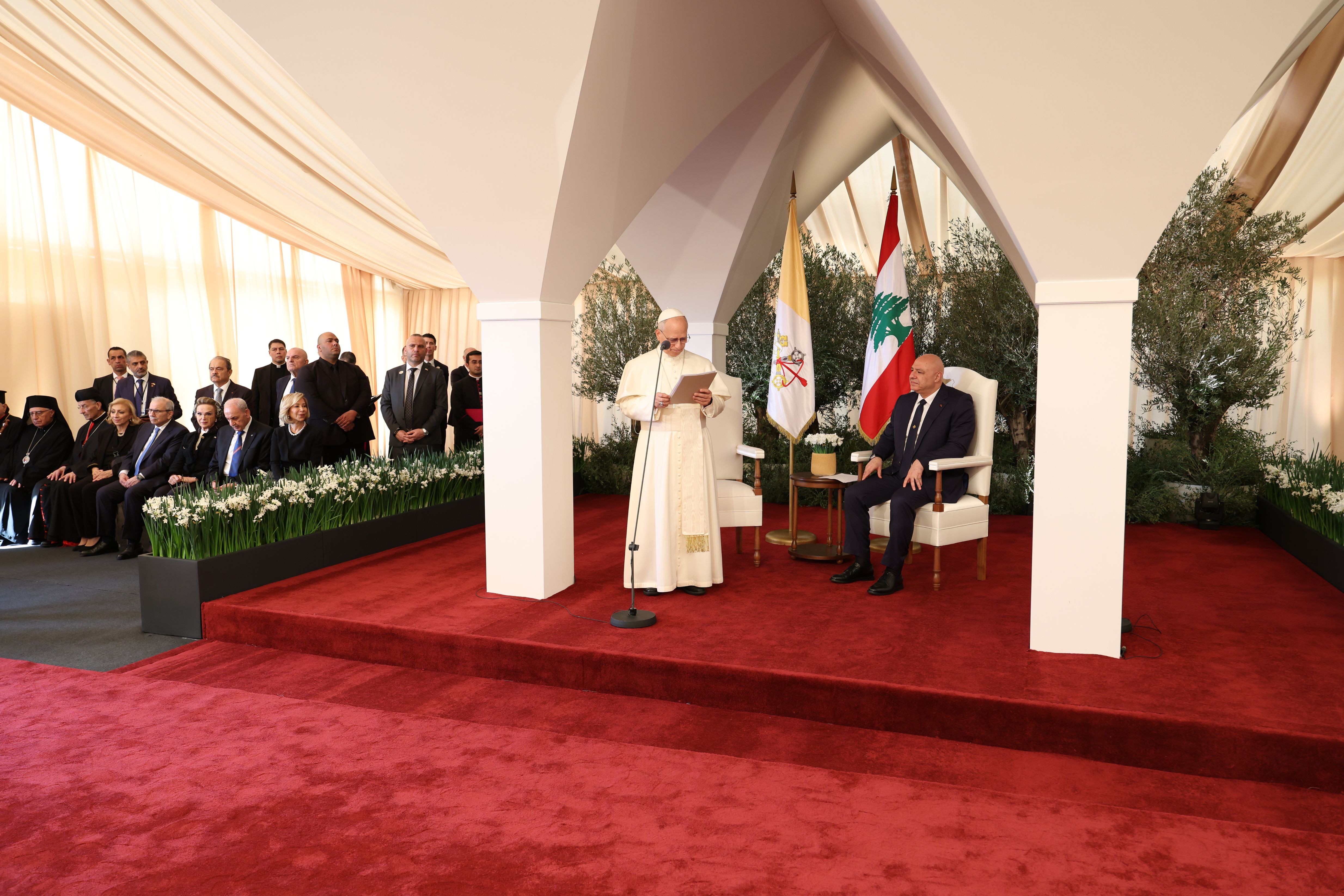 حفل وداع البابا لاوون الرابع عشر في مطار بيروت الدولي
